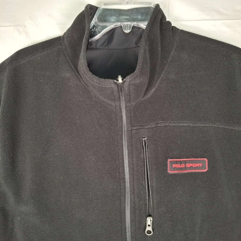 VTG 90s Ralph Lauren Polo Sport Vest Men's 2XL Black Reversible Polartec Fleece‎